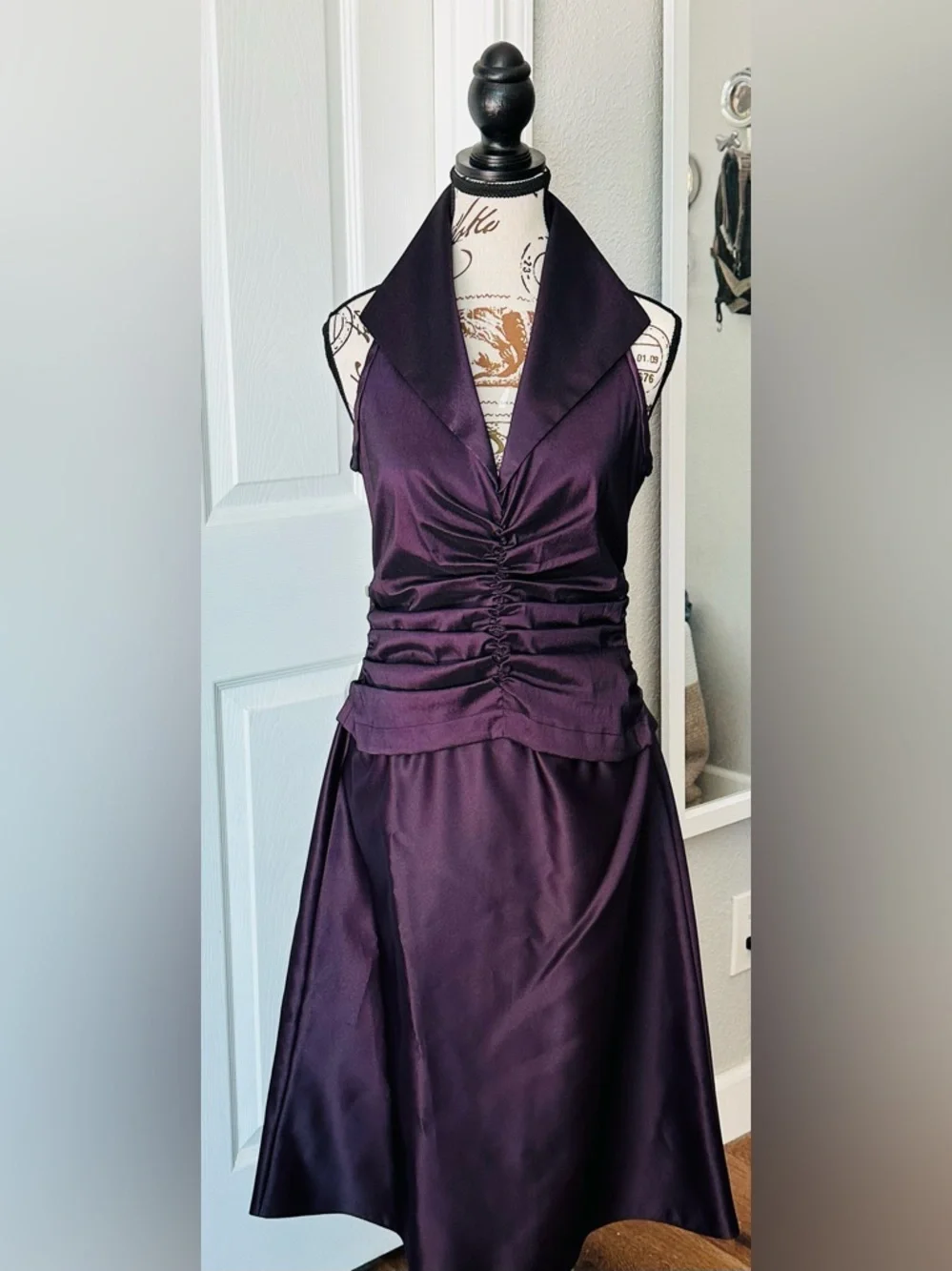 tadashi shoji purple dress Sagamore Ribbon Flower Embellished Gown
